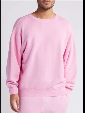 Elwood Organic Cotton Oversized Crewneck Sweatshirt Pink Men’s Unisex M Terry